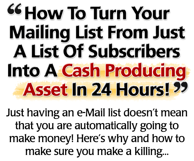 How To Turn Your Mailing List From Just A List Of Subscribers Into A Cash Producing Asset In 24 Hours Flat!